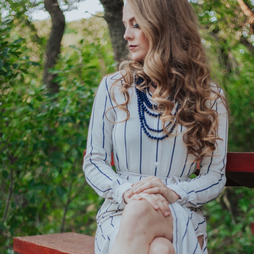 Blue Multi-Strand Beaded Necklace